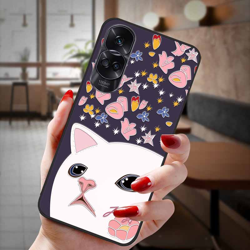 For Honor 90 Lite 5G Case 3D Flower Relief Emboss Silicon Back Cases For Honor 90 Cover Honor90 Pro 90Pro 90Lite Soft Protective