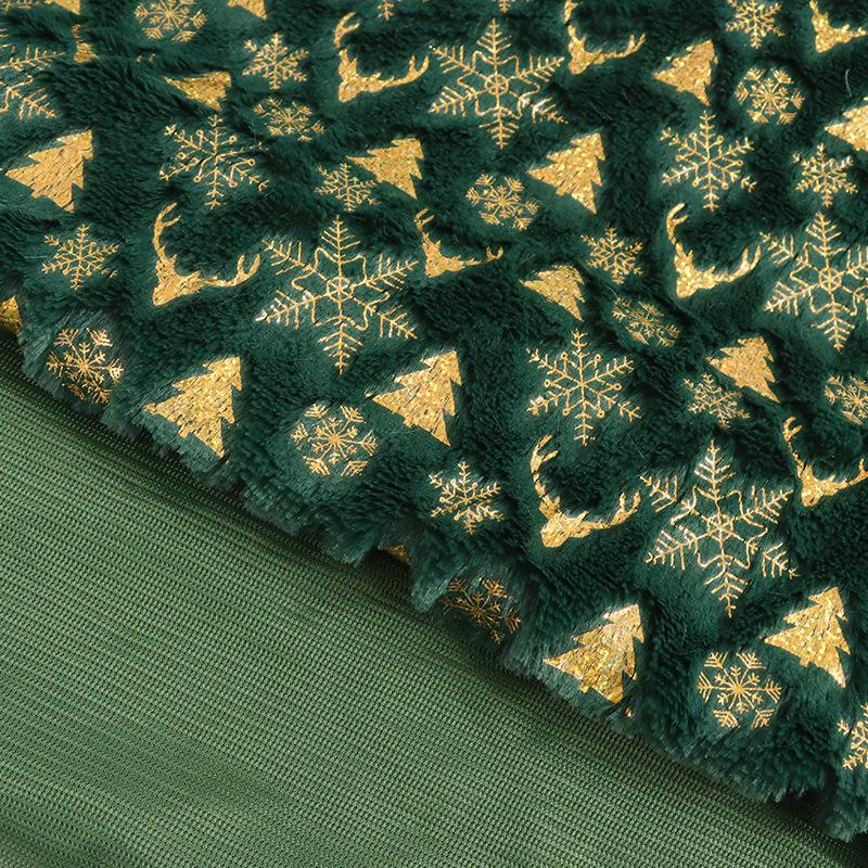 PV Velvet Gold Stamping Fabric for Autumn & Winter - Ideal for Christmas Tree, Plush Snowflake Clothing, Shoes, Hats, Luggage, and Toys.