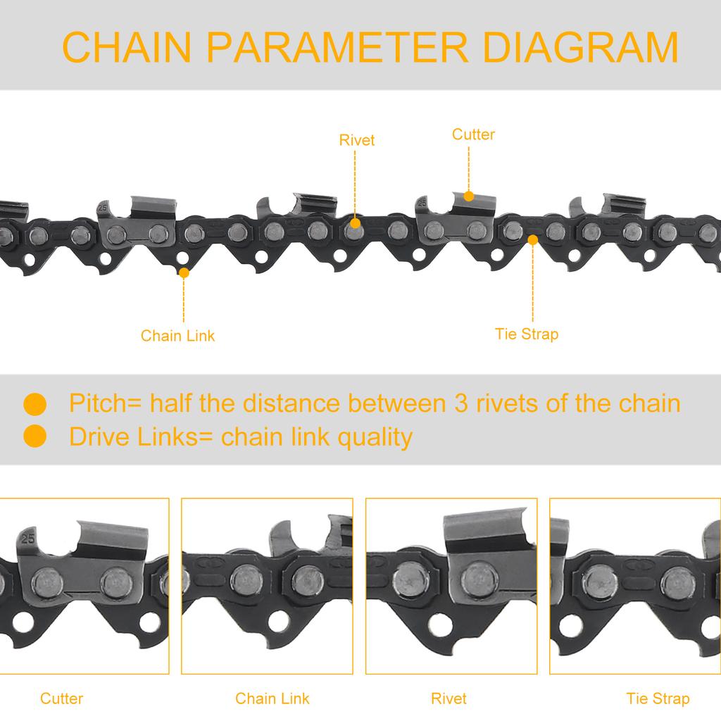 18/20 Zoll Kettensägenkette aus Kohlenstoffstahl, elektrische Sägekettenklinge, Holzschneiden, 72 Antriebe, 76 Antriebsglieder, passend für Husqvarna/Dolmar/Jonsered