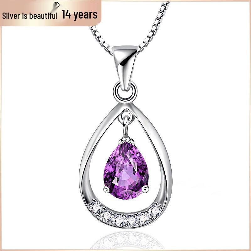 925 Sterling Silver Angel's Tears Necklace - Stylish Korean Pendant, Fashionable Silver Jewelry, Beautiful Gift