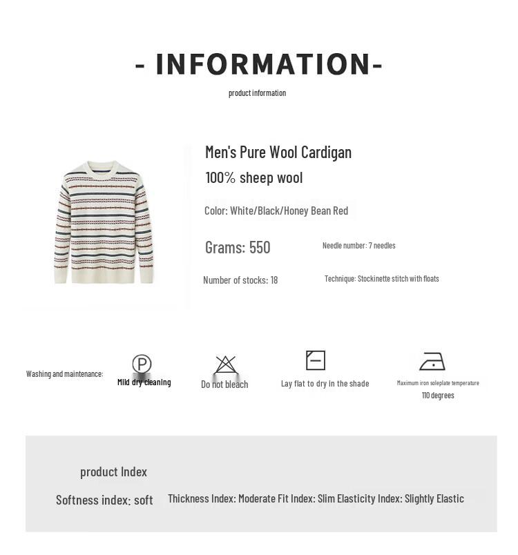 Hengyuanxiang Men's 100% Wool Thickened Crewneck Knit Sweater 69973