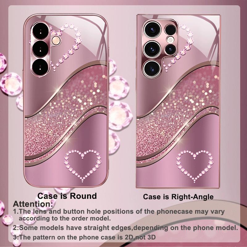 Damenstil Liebesmuster Exquisite Handyhülle Glas-Handyhülle für Samsung Galaxy S26 S25 S24 S23 FE Ultra Plus Sturzfest