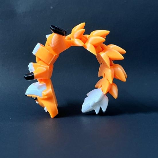 Keychain Cartoon Cat Fox Design with Metal Ring Keychain Pendant 3D Printed Movable Joints Flexible Body