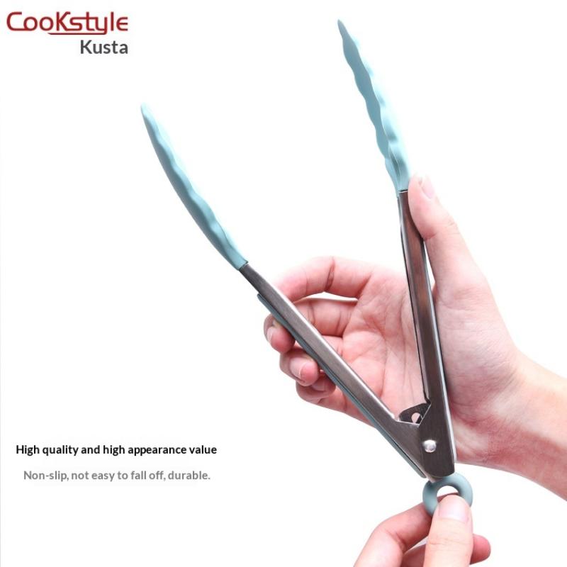 Anti Slip Cooking Serving Tongs Stainless Steel Food Clip Bread Salad Tong Heat-