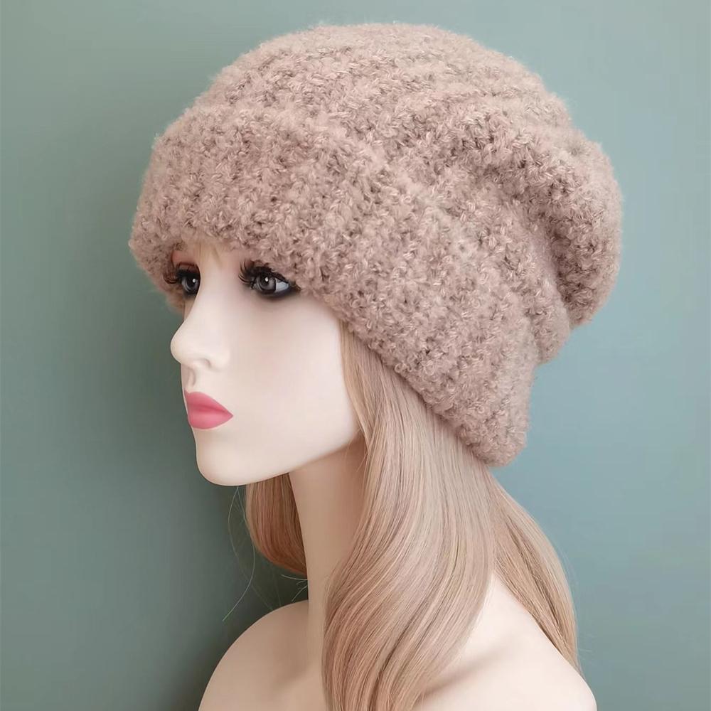 Nuevo sombrero holgado de invierno para mujer, gorro con puños decorado a la moda, gorro cálido para invierno para mujer, gorro tejido informal para calle