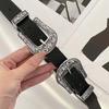 Cool Carved Buckle Belt Wide PU Vintage Waistband Fashion Double Buckle Waist Belt  Party