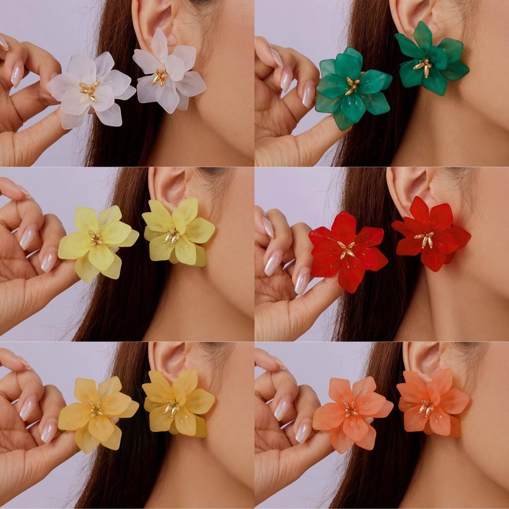 Handmade Acrylic Blossom Ear Studs For Women Geometric Summer Fashion