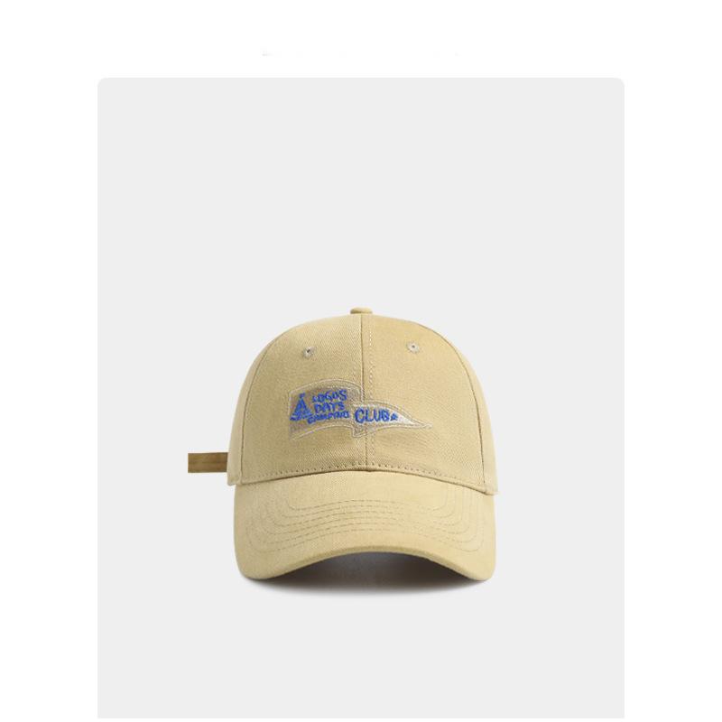 Retro letter embroidered baseball cap men's and women's big head circumference street versatile soft top cap sun protection curved brim hat