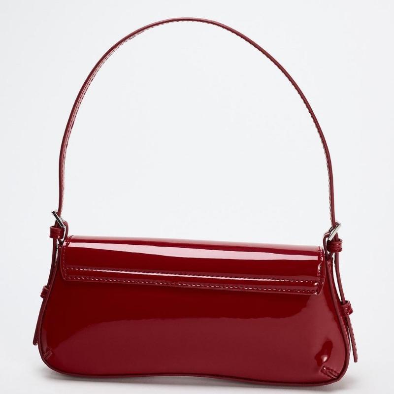 Home Red Baguette Underarm Bag Autumn New Product Stylish Simple Commuter Flip Retro Shoulder Bag
