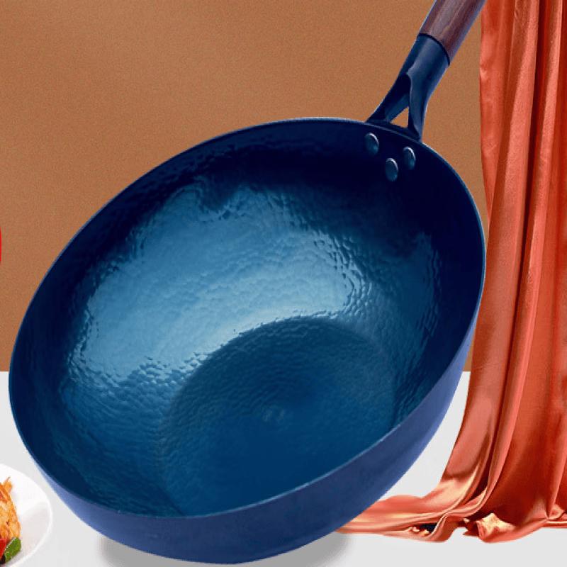 Fish Scale Pattern Wrought Iron Flat-Bottom Stir-fry Wok