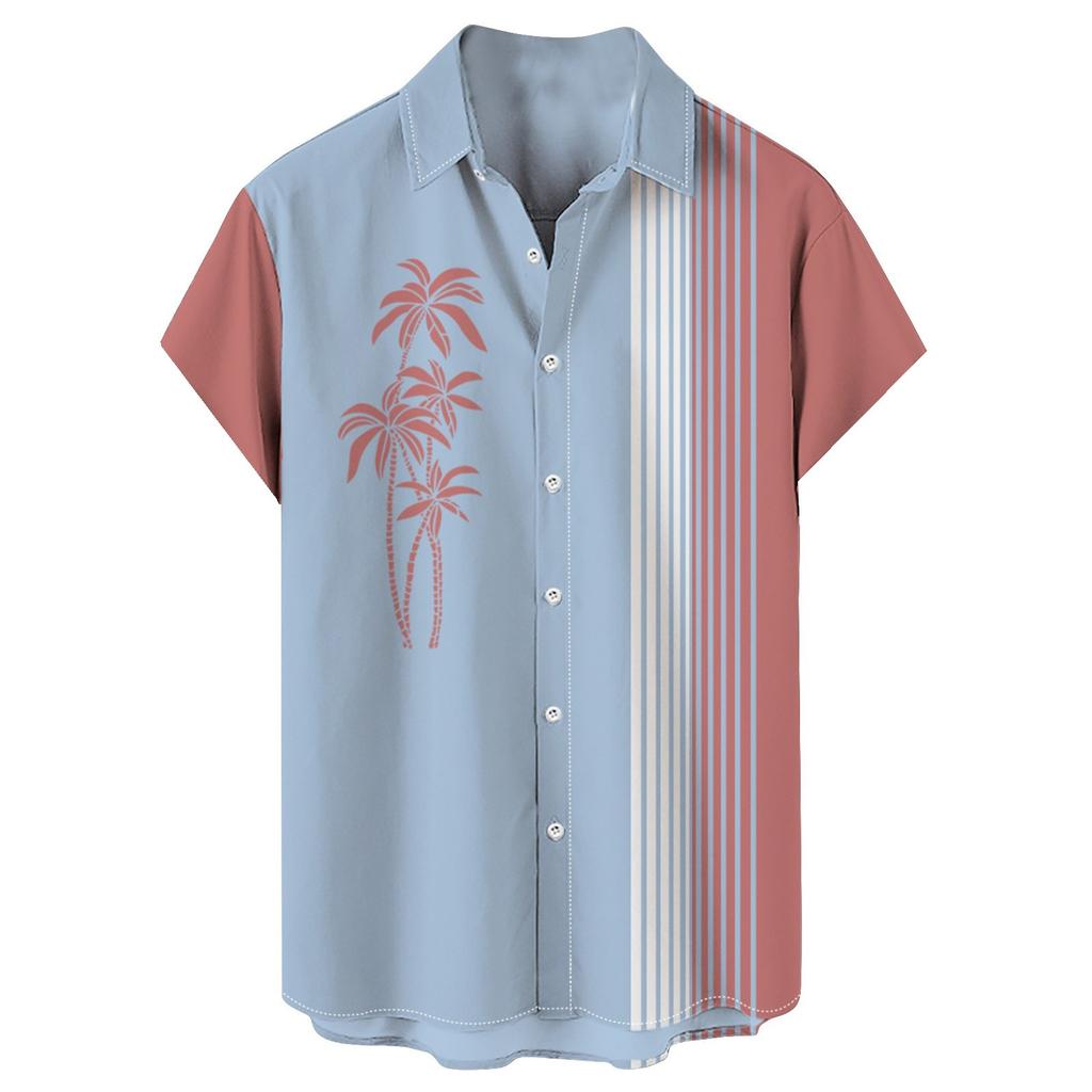 Pánské havajské košile s krátkým rukávem s potištěným knoflíkem Pánská móda pro volný čas Košile s krátkým rukávem