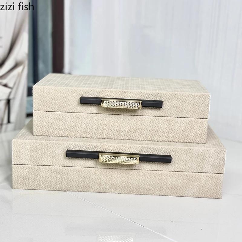 Leather Decoration Box Off White Jewelry Box Rectangle Storage Box Dressing Table Desktop Decoration Exquisite Home Decoration