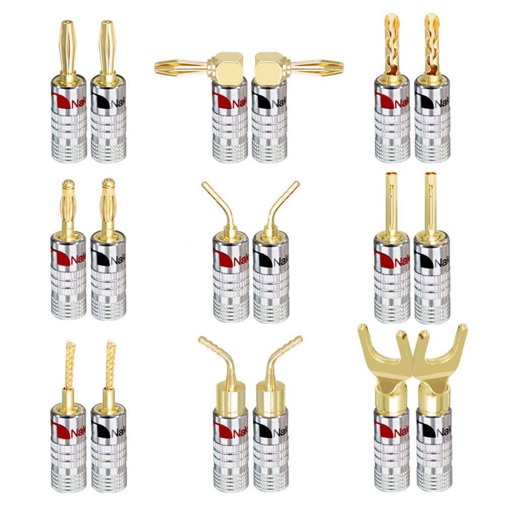 24K Musical Sound Banana Plug Pin Screw Type for Speaker Wire Speaker Wire Cable Connectors Gold Plated with Screw Lock