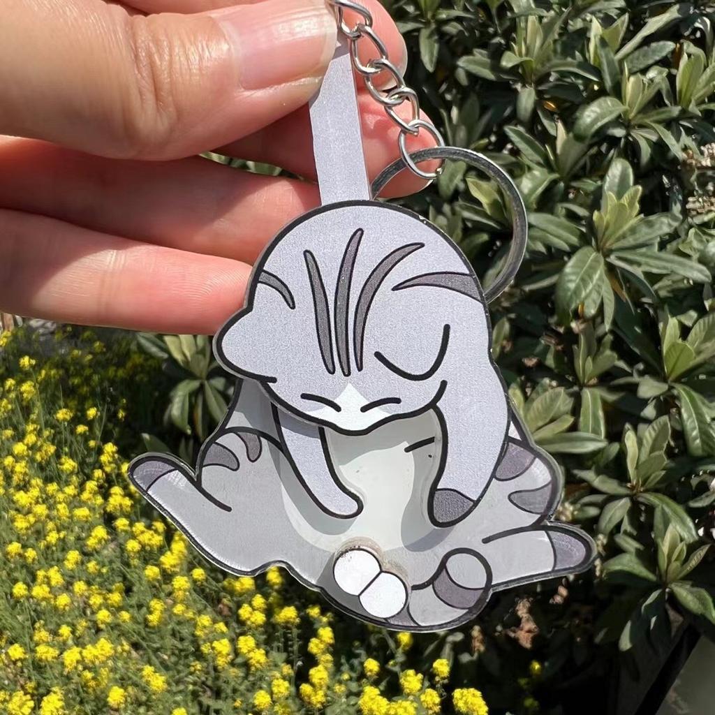 Playful Cat Interactive Keychain, Funny Wiggling Cat Kitten Moving Pendant Bag Charm, Rotatable Acrylic Bag Pendant Keyring Gift