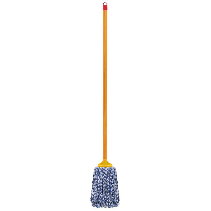 Vintage-style Cotton Mop with Plastic-coated Handle - Ideal for Schools, Properties, and Large Floor Areas.