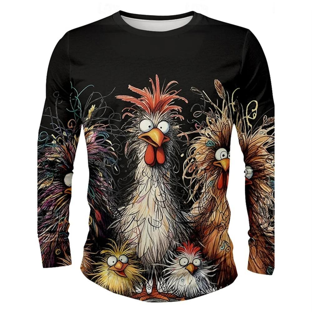 Men's Long Sleeve Shirt Fashion 3D Animal Print Top T-Shirt