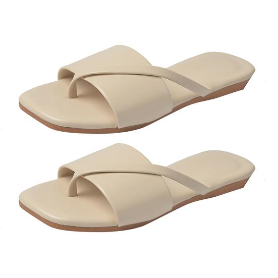 

Сандалии на плоской подошве из искусственной кожи. Нескользящие стильные сандалии с открытым носком на мягкой подошве. 41 белый