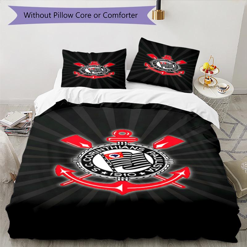 Sport Club Football Crest Printed Pattern Duvet Cover Set – includes 1 duvet cover and 2 matching pillowcases Bedroom decor Christmas gifts