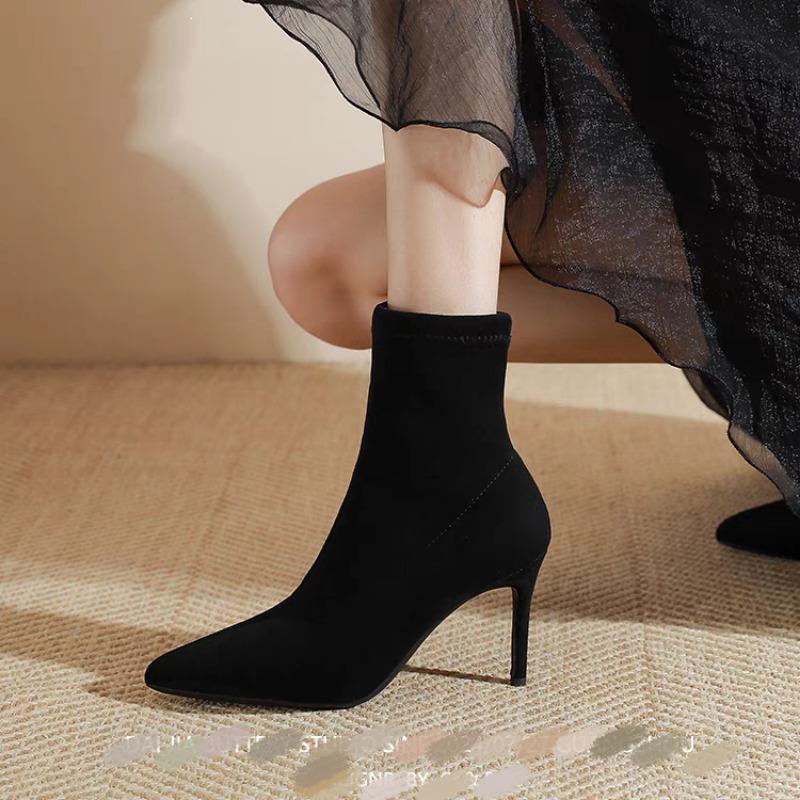 

Мода 2024 года, высококачественная обувь для женщин, женские ботильоны, сексуальные современные ботинки, женские швейные туфли с острым носком, туфли на тонком каблуке, женские 40