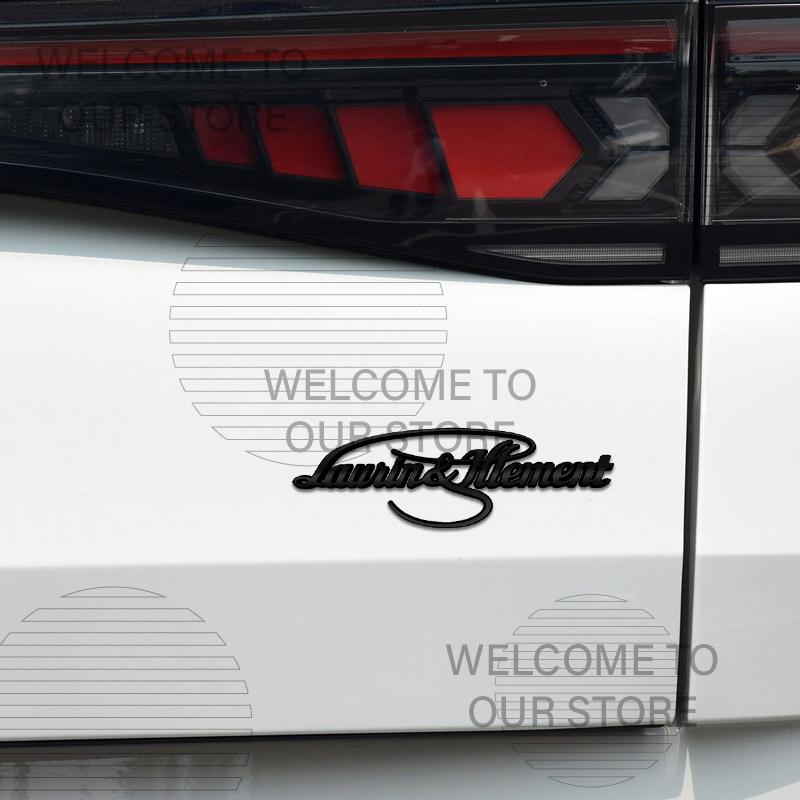 HGWE4 Car Decor Metal Laurin & Klement L&K Letter Emblem 3D Sticker Accessories For Skoda Superb Octavia Rapid Tail Rear Trunk Decals