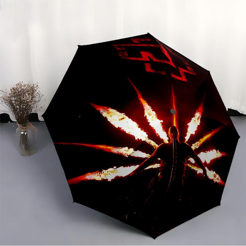 1PC Rammstein Performance Automatic Umbrella 8 Rib Portable Folding Black Iron Frame for Outdoor, Beach, Travel, Beach Umbrella  0905181
