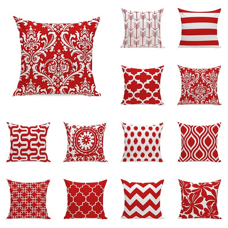 Red Simple Geometric Wave Cushion Cover Throw Pillow Case Sofa Car Decor Home