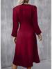 2024 European & American Round Neck Slim Fit Long Sleeve Split Dress for Autumn/Winter Women's Fashion