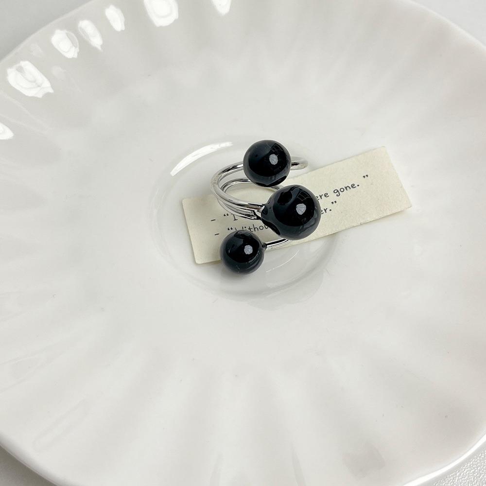 Imitation Opening Rings Chocolate Color Exaggerated Ring Elegant Pearl Rings  Women