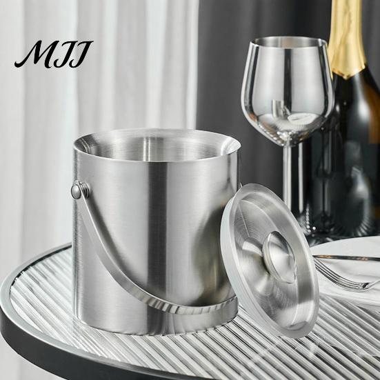 Champagne Ice Bucket Stainless Steel with Lid Double-Wall Insulated Wine Cooler 1.4/2/3L Large Capacity Rust-Proof Barrel for Bars Hotels