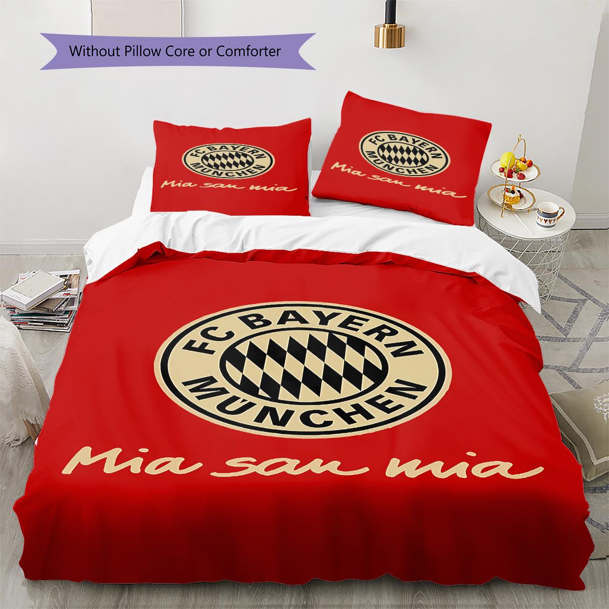 

FC Bayern Munich Pattern Bedding,Quilt Set Quilt Cover Pillowcase Home Birthday Gift (1 * duvet cover + 2 * pillowcase, without core) 135x200cm