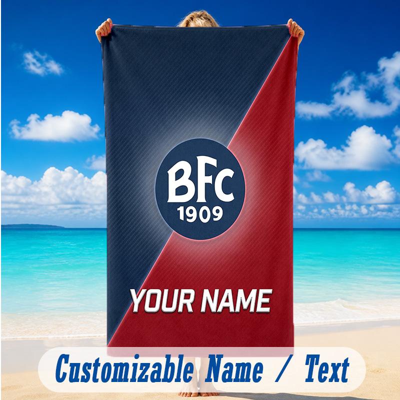 Beach Towel Custom Name Text, Quick Dry Large Towel For Beach HomeBologna FC