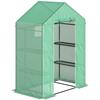 Greenhouse with Shelves, Mini Greenhouse, UV Resistant, Mesh Windows, Zip Door, 143L X 74W X 190H Cm, Green