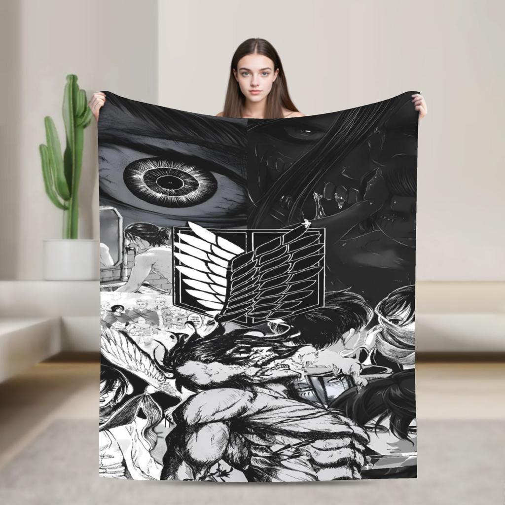 Anime Attack On Titan Blankets Camping Flannel Throw Blanket For Outdoor Soft Custom Quality Bedspread Gift