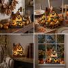 Pumpkin House LED Tabletop Decoration Resin Cottage Statue With Warm Illuminating Window for Fall Centerpieces, Fireplaces Mantels and Bedroom Shelf