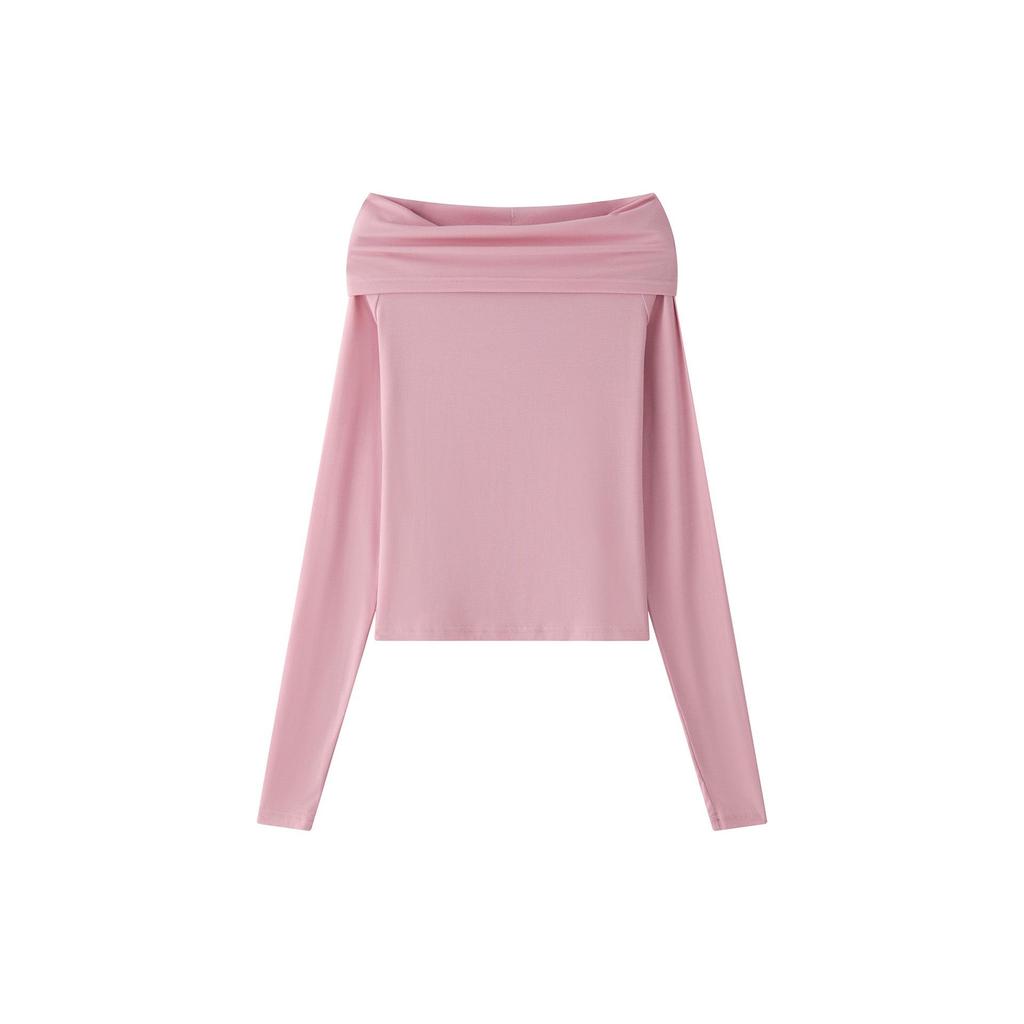 Louvre Spring Korean Style One-Shoulder Slim Fit Casual Top for Women