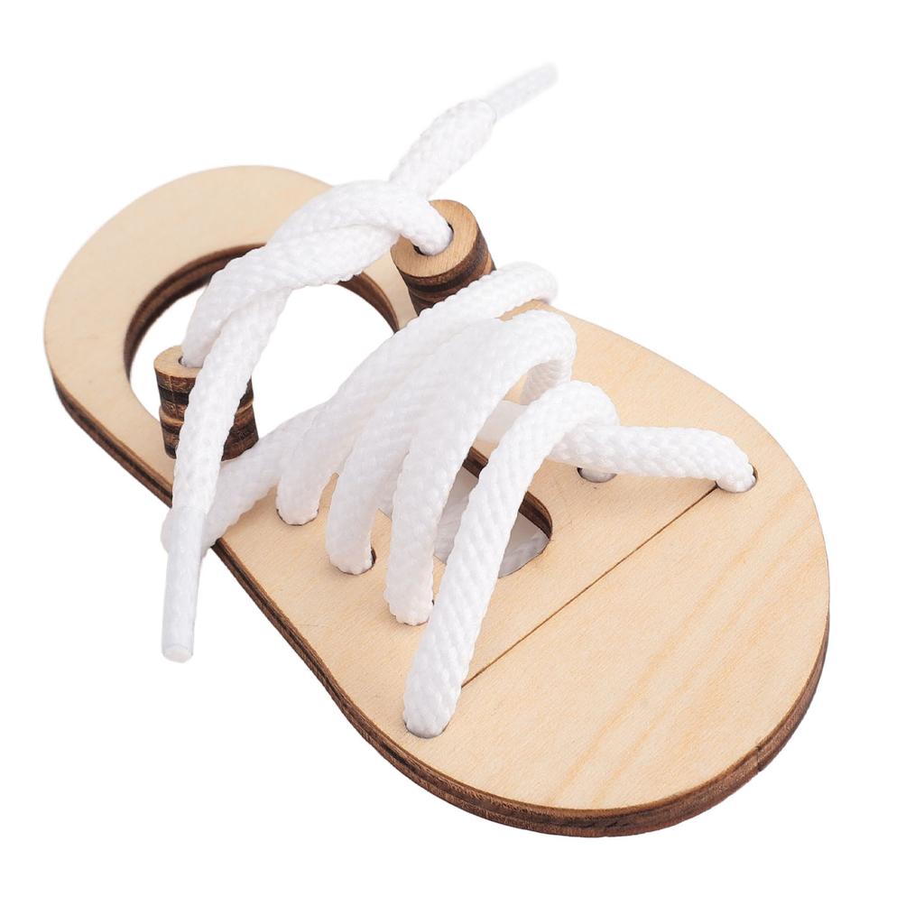 Shoe Tying Practice Toy Educational Fine Motor Skills Development Wood Lacing Shoe Toy for Kids Toddlers