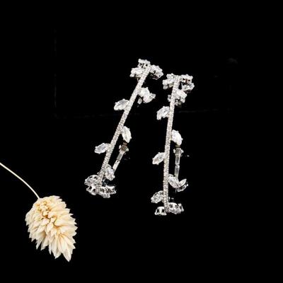 Women's Luxury Petal Cubic Silver Ring Earrings