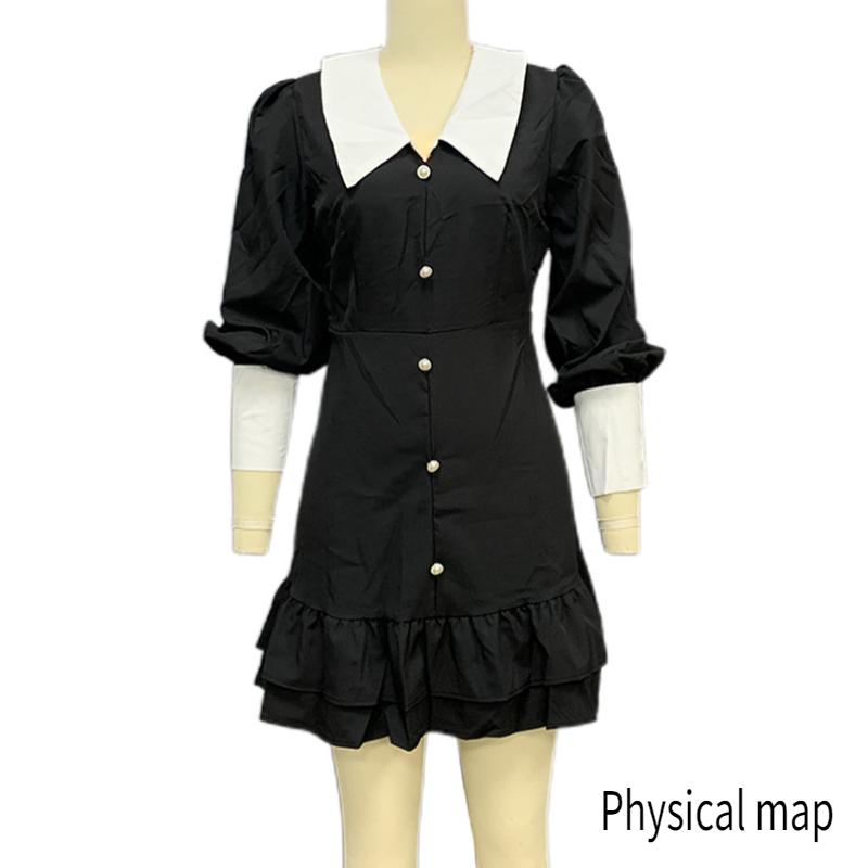 Moda de primăvară și toamnă în stil francez pentru femei, cu rever asortat, geantă cu mâneci lungi, rochie de șold, fustă scurtă