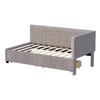 Upholstered Bed Sofa Bed 90*200 Multifunctional Bed with 2 Large Storage Drawers and Slatted Frame Skin-friendly Velvet Fabric Grey