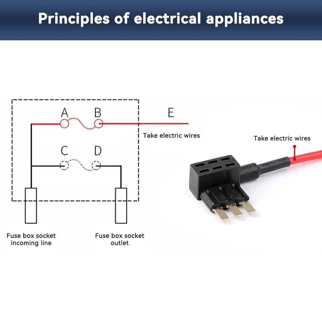 15A Car Add-a-Circuit Fuse Tap Adapter with 5 Pcs 15 Amp Micro 3 Blade Fuses Kit