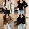 Private Lady Knit Cardigan With Lace Splicing And Princess Sleeves For Spring Wear