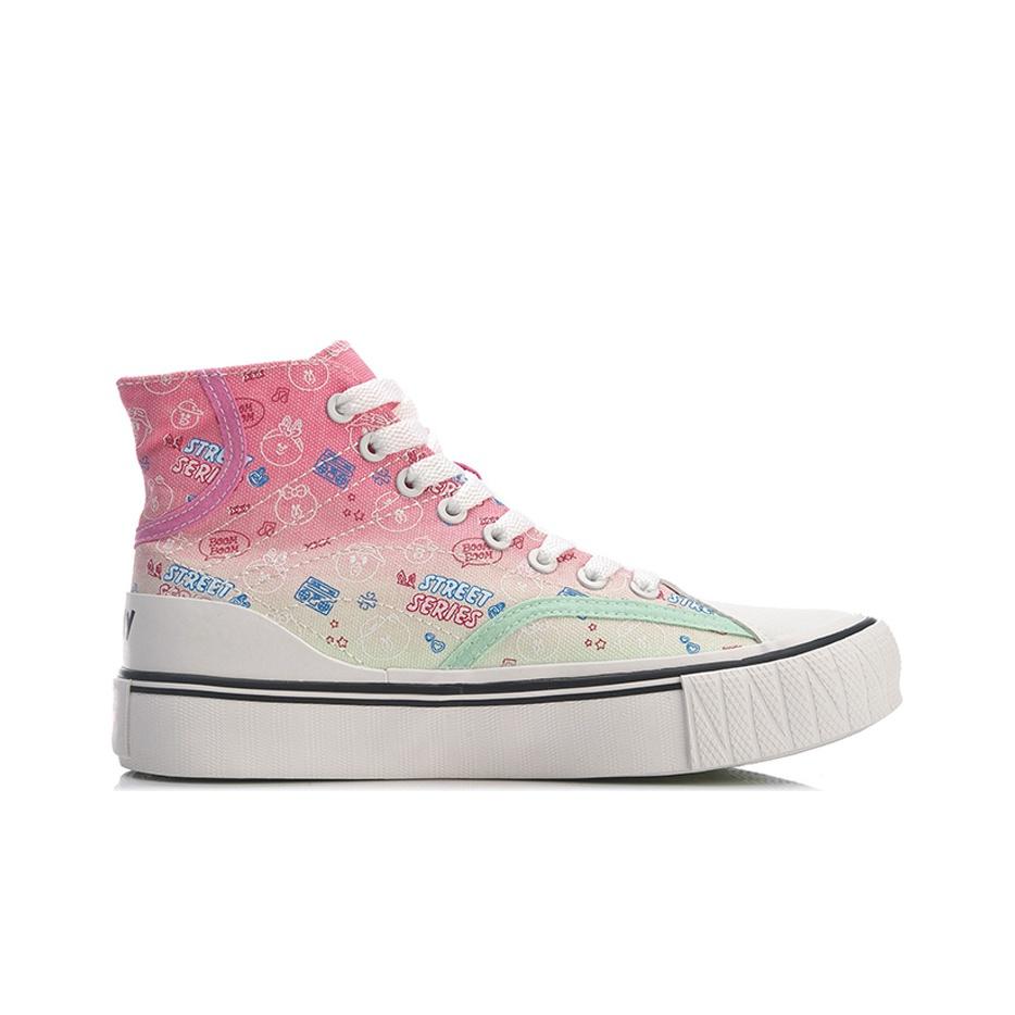 Li Ning Line Friends X  Classic High-Top Canvas Sneakers Women Sneakers Purple Red AGCQ594-2