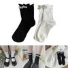 Pearls Crew Socks Sweet Roll Cuffs Ankle Dress Socks Japanese Cute Calf Socks