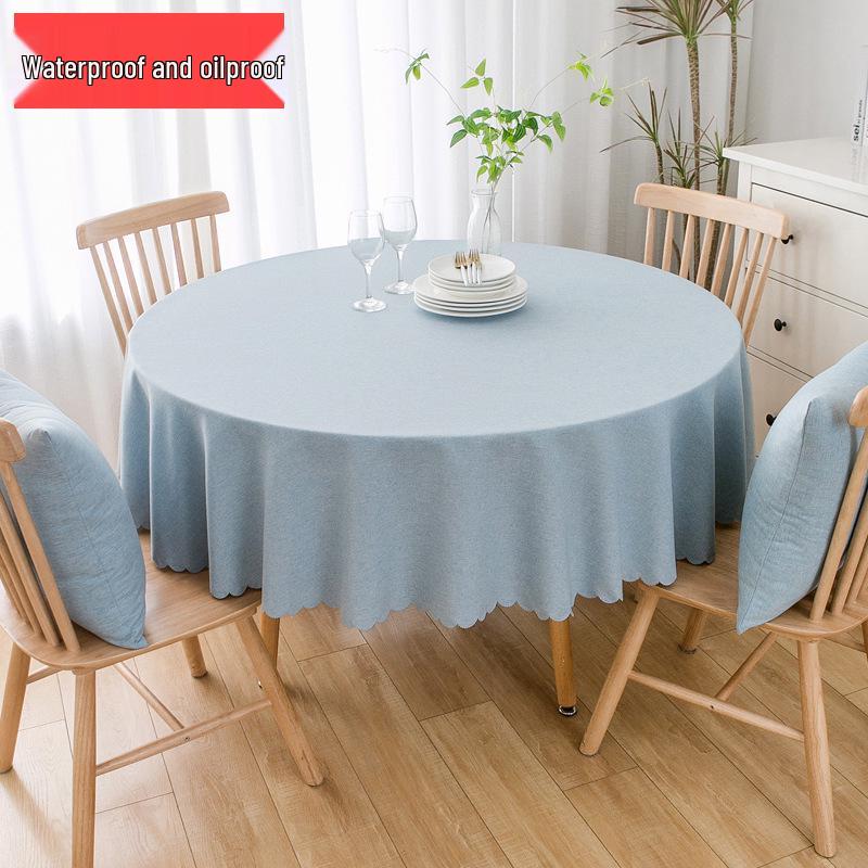 Waterproof Oil-Proof Solid Color Round Tablecloth for Dining, Hotel, and Home