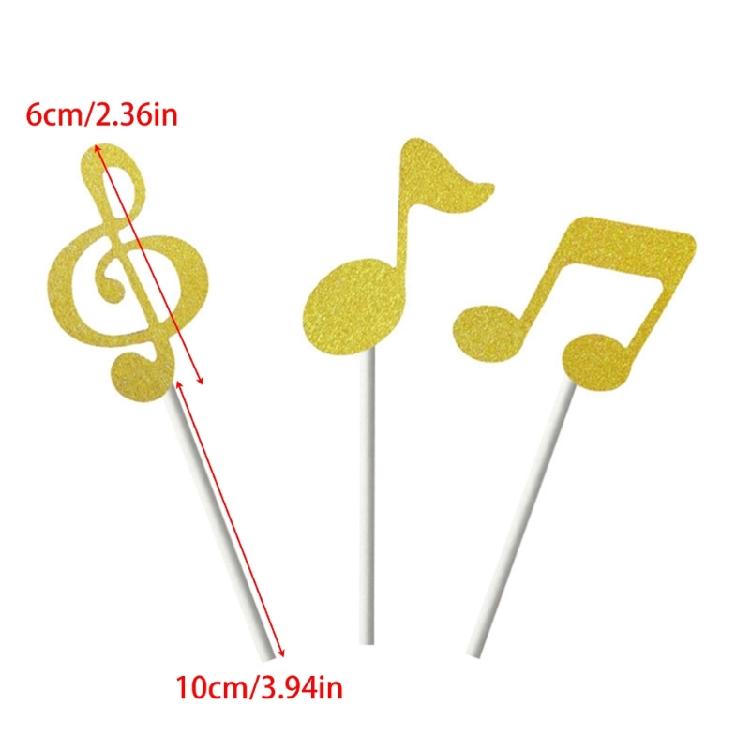 Musical Theme Party Decoration Quaver Shaped Cake Insert Safe Paper Craft Eighth Note Toppers For Dessert Display