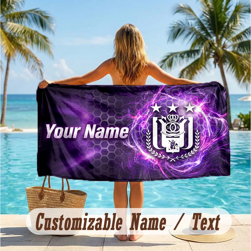 Custom Text Beach Towel, Soft Absorbent Swimming Multi-use TowelAnderlecht FC logo