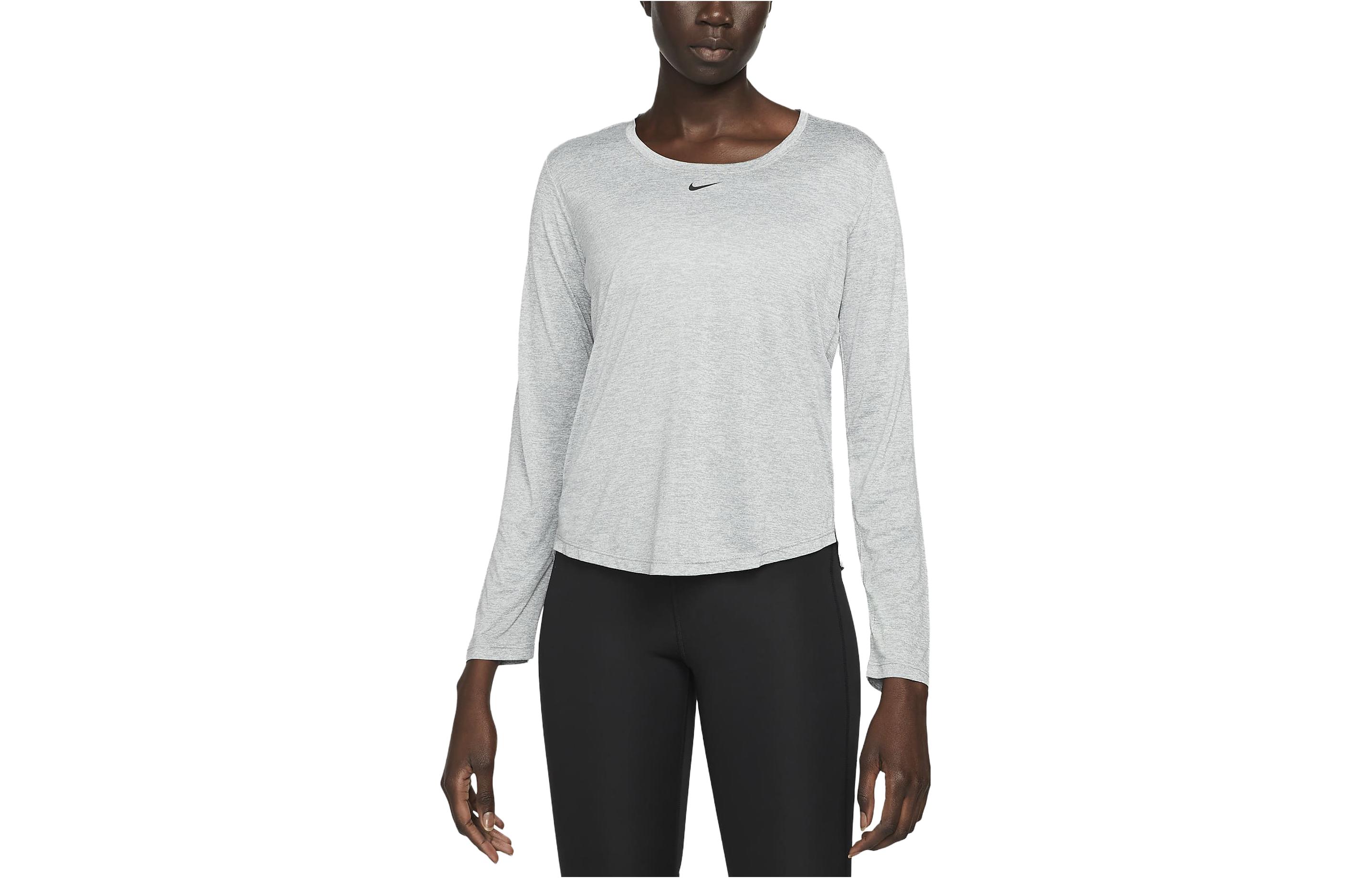 

Nike T Shirts Women s Light Gray Crew Neck Moderate Straight Fit DD0642-073 S