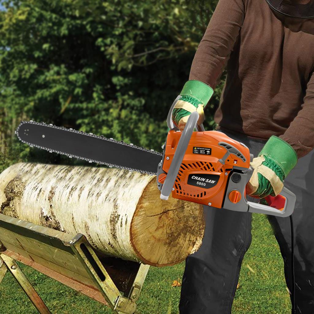 2-Stroke 58CC 20inch Gasoline Chainsaw Powered Wood Cutting Engine Gas Chain Saw Efficient Professional Cutting Tool 10000rpm