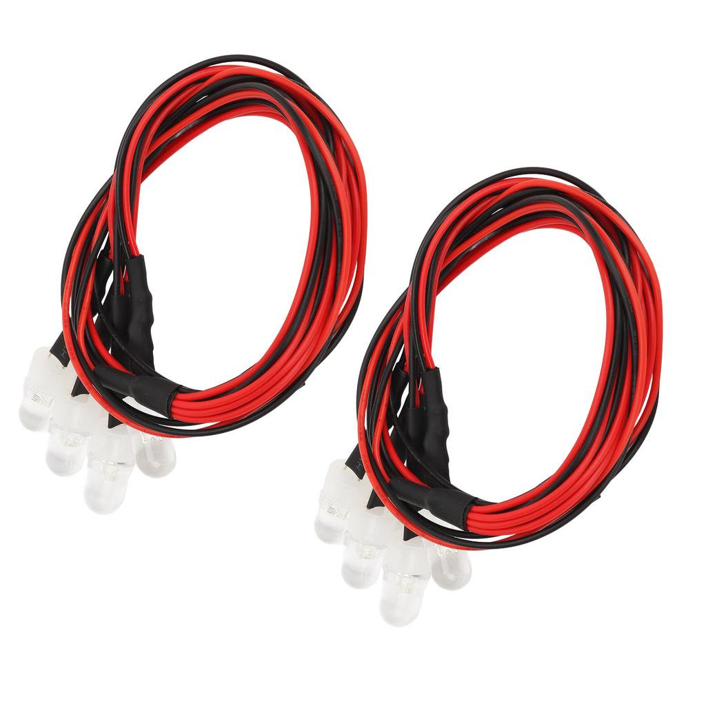 2PCS 4 LED RC Car Lights Universal 8mm White and Yellow RC Car Headlights Taillight Kit for Traxxas