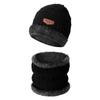 Winter Cycling Warm Set 3 Pieces Anti-Slip Touchscreen Fleece Lined Hat Scarf Gloves Unisex Black